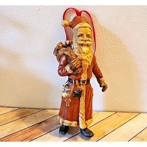 Vintage 1980s Santa Claus Ornament Porcelain Hand Painted 5 Inches Tall